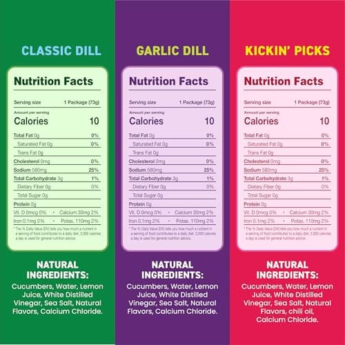 Freestyle Snacks Pickle Variety Snack Packs - 3 Flavors of All Natural, Fresh-Packed Deli-Style Pickles - Non-GMO, Kosher, Gluten-Free, Low Calorie Snacks - 3.5 Ounce (6 Pack) - Thumbnail 2