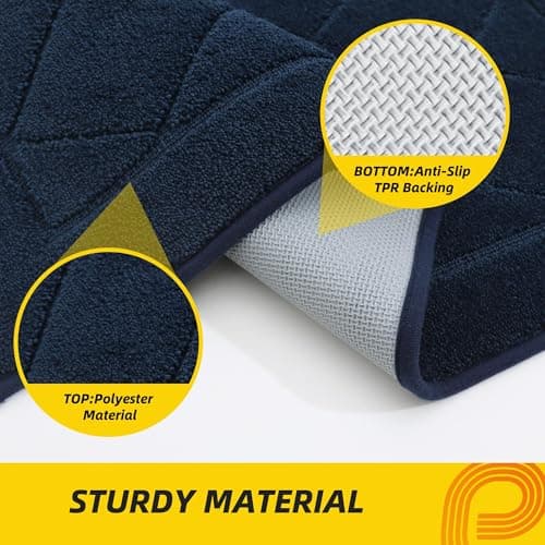 JSEI Dirt Trapper Door Mat 32"x48", Non-Slip Washable Entryway Mats, Dog Door Mat, Stain Resistant and Absorbent Floor Mats, Low Profile Welcome Mat for Front Back Door, Navy Blue - Thumbnail 4