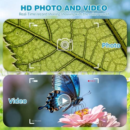 Pocket Kids Microscope for Over 3 Years Old, 1000X Handheld Microscope for Kids w/2''IPS Digital, Photo Video Mini Portable Microscopes, Science Edu Digiscope,Christmas Birthday Gifts for Kids - Thumbnail 5