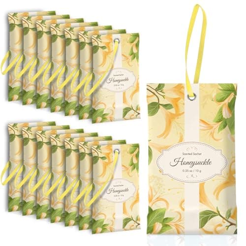 SCENTORINI Scented Sachets for Drawers and Closets, Honeysuckle Scent 14 Pack, Long-Lasting Sachets Bags Wardrobe Freshener for Small Space, Luggage, Clothes Storage, Suitcases - Image 1