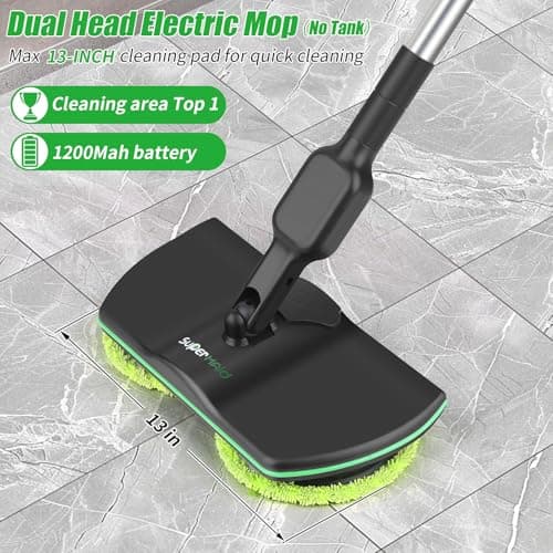Battery Cordless Electric Mop H1,13-Inch Max Cleaning Pad Electric Spin Mop, Laminate Floor Cleaner for Mopping, Automatic Spin Mops for Hardwood, Tile-No Water Tank - Thumbnail 2