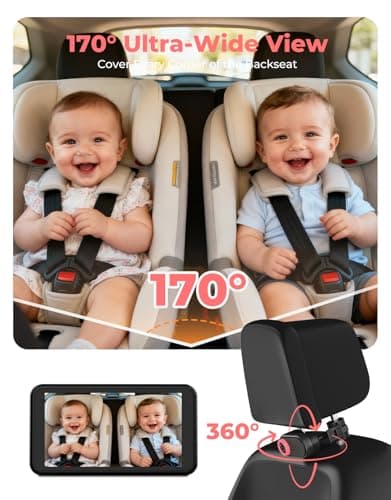 LUKVIEW BM2A Car Camera Baby Monitor, 5.2" 1080P HD Screen with 3X Zoom & IR Night Vision, Baby Car Camera for Rear Facing Seats, Easy Install for Girls, Parents and Pet Lovers - Thumbnail 5