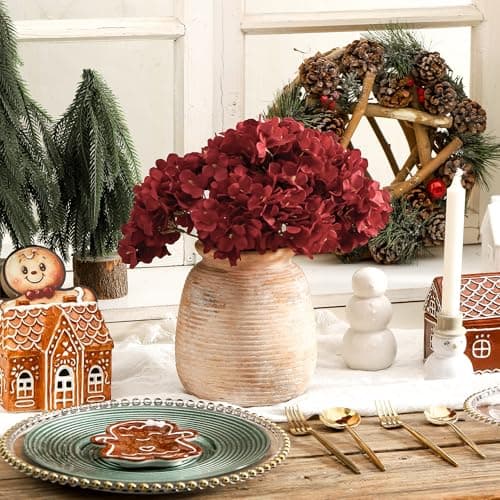 Ceramic Flowers Rustic Vase, Neutral Pottery Farmhouse Vases Home Decor, 7.48" Terracotta Pampas Decorative Vase for Table Entryway Mantel Bookshelf Bedroon Bathroom Living Room - Thumbnail 4