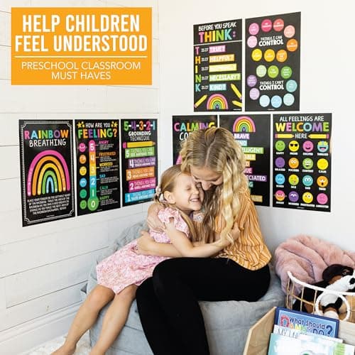 Hadley Designs 8 Calming Corner Posters for Classroom Must Haves -Calm Down Corner Supplies with Emotion Chart,School Counselor Mental Health Poster,Feelings Chart For Kids, Chalkboard Classroom Decor - Thumbnail 4
