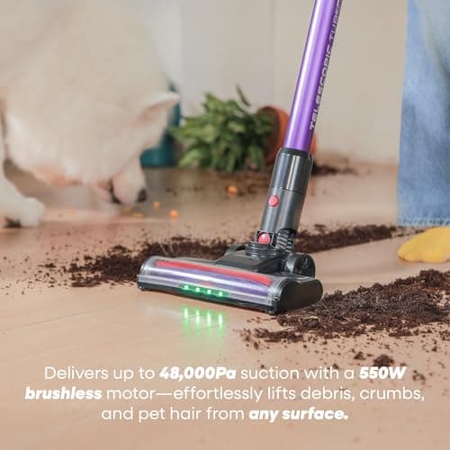 UNINELL HOME UV2 Cordless Vacuum Cleaner, 48000Pa/550W Vacuum Cleaners for Home, Lightweight Stick Vacuum with 65Mins Runtime, Self-Standing&Wall Mount Charging, Tangle-Resistant Vacuum for Pet Hair - Thumbnail 2