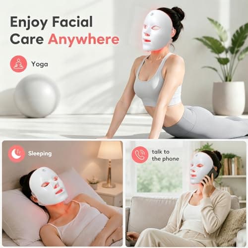 xiongliehuo Red Light Therapy for Face, 7 Color Red Light Facial Masks, At-Home Facial Care Device, Portable, Cordless, and Rechargeable - Thumbnail 4