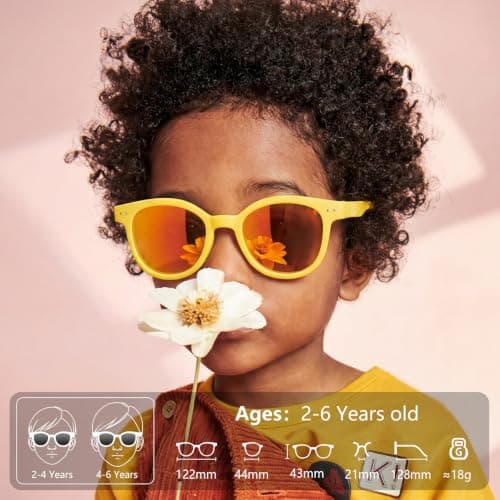 EYEBUDDY Kids Toddler Sunglasses Age 2-4/3-5 Boys Girls Polarized UV Protection Sun Glasses for Age 2-8 (Age 2-8/2-Pack, A9-Kids Sunglasses-Dazzling Pink & Yellow) - Thumbnail 2