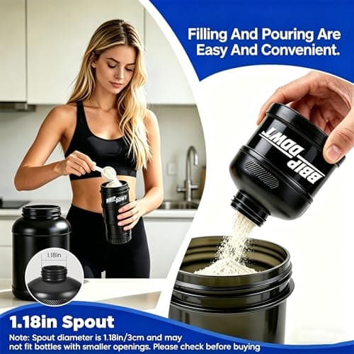 BBIPDDWT 3-Layer Protein Powder Container With Funnels Stand, Black - Thumbnail 4