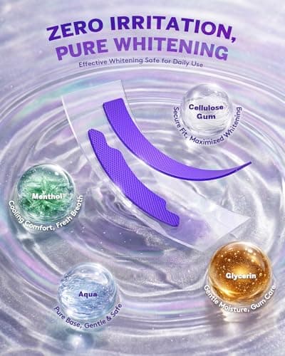 Purple Teeth Whitening Strips, Purple Whitening Strips Color Correcting for Sensitive Tooth, Enamel Safe, Non-Slip, Removes Yellow Stains, 30 Min Fast Whitening, 6 Treatments (12 Strips, Mint) - Thumbnail 5