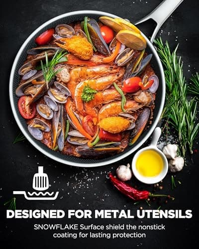 Yonida Non Stick Frying Pans, 12-inch with Lid, Hybrid Frying Pans Nonstick Upgrade,non stick Skillets Stainless Steel, Dishwasher & Oven-Safe, Induction Compatible Cooking Pan, PFOA Free Cookware - Thumbnail 5