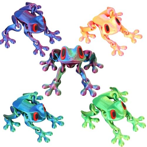Fridge Magnets 3D Printed Frog, Realistic Jointed Movable Refrigerator Magnets, Fun Cute Decor, for Creative Home Office Deco Kitchen Magnets Refrigerator (5pcs)