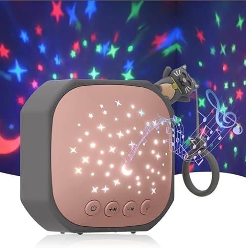 Portable White Noise Sound Machine with Star Projector | Sound Therapy Calm Music Machine Baby Sleep Soother with Hook for Home, Car Travel, Nursery, Infant, Kids Gifts (Lucky Cat) - Image 1