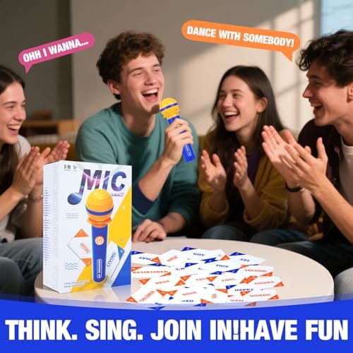 ATG Mic Karaoke Party Game - Real Mic - Hilarious Singing Challenge for Families & Friends with 260 Song Lyrics - Perfect for Birthday Parties & Games Nights 8 Years Old (2-10 Players) - Thumbnail 2