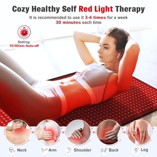 Red Light Therapy Mat for Body, 71"x 31" Red Light Therapy Blanket Red Near Infrared 660nm 850nm Full Body Pad, 1280 LEDs Infrared Light Therapy for Body for Pain Relief, Improved Sleep - Thumbnail 3