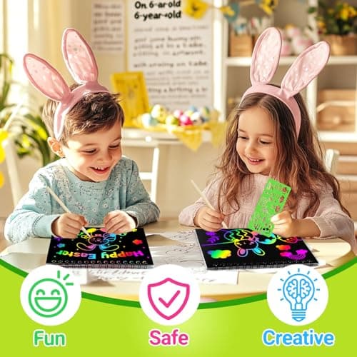 Party Favors for Kids 4-8-12: 24 Pack Scratch Rainbow Art Crafts Notebook, Coloring Book Goodie Bags Stuffers Kit, Bulk Birthday Gift Classroom Prizes Girl Boy Toddler Easter - Thumbnail 5