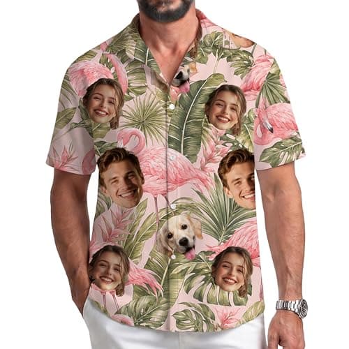Custom Hawaiian Shirt, Custom Face Pattern, Personalized Hawaiian Shirt with Face, Custom Shirts for Man Woman, Suitable for Beach Vacation, Birthday Party, Summer Casual Purple (Style-5) - Image 1