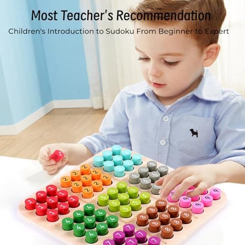 GAKICO Wooden Sudoku Board Game: Math Brain Teaser Puzzle Desktop Game Train Logical Thinking Ability with 81 Pegs for Teenagers, Adult & Seniors Brain Stimulation Toys, Party Favors & Stress-Relief - Thumbnail 3