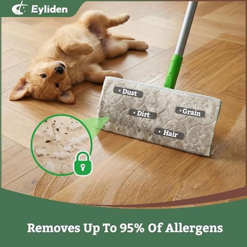 Eyliden Sweeper Mop with 36 Refills - 3 Types of Disposable Dry & Wet Cloths | Lock-Tight Design No Lost Pads, Universal Refills, Multi-Surface Sweeping Starter Kit for Pet Hair, Dust, Floor Cleaning - Thumbnail 3