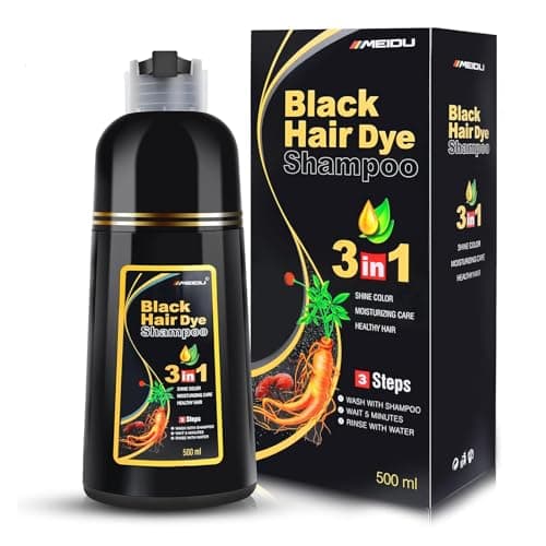 IIIMEIDU MEIDU Black Hair Dye Shampoo 3 in 1, Shampoo for Color Treated Hair 100% Gray Coverage for Women Men, Natural Herbal Ingredients Champu Para Canas pintar el pelo 500ml - Image 1