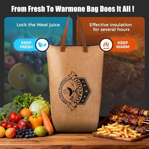 Sufkodu 21in Insulated BBQ Blanket for Resting Meat, Heavy-Duty Meat Resting Bag with Wide Mouth for Briskets, Pork, Turkey, Moisture Retention - Smoker Accessories, BBQ Gifts for Men - Thumbnail 4