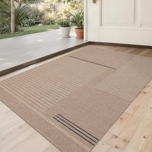 Arvenchy Easy Jute Rug 2x3: Indoor Outdoor Natural Boho Front Door Mat Non Slip - Farmhouse Neutral Contemporary Small Carpet for Entryway Kitchen Bathroom Bedroom Washable