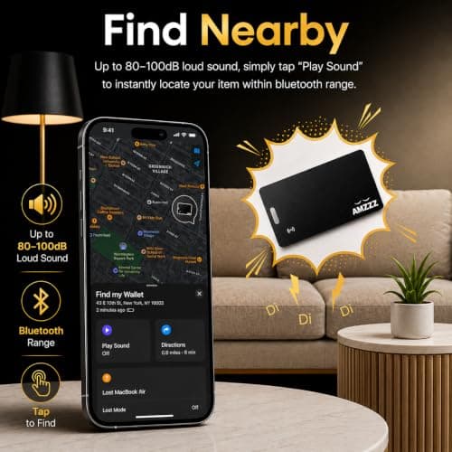 MFi Certified Wallet Tracker Card, Ultra-Slim 0.07in Rechargeable Item Finder, Compatible with Find My App (iOS Only), IP68 Waterproof Bluetooth Tracker Perfect for Wallets, Bags, Passport - Thumbnail 3
