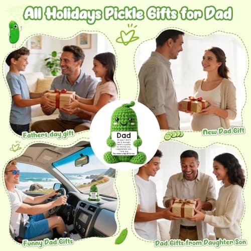 Jettryran Dad Gifts from Daughter Son Wife Positive Handmade Crochet Bonus Stepdad Fathers Day Birthday Gift for Dad Funny New Daddy Best Dads Ever Gifts I Love You Papa Positive Crochet Pickle Gift - Thumbnail 4