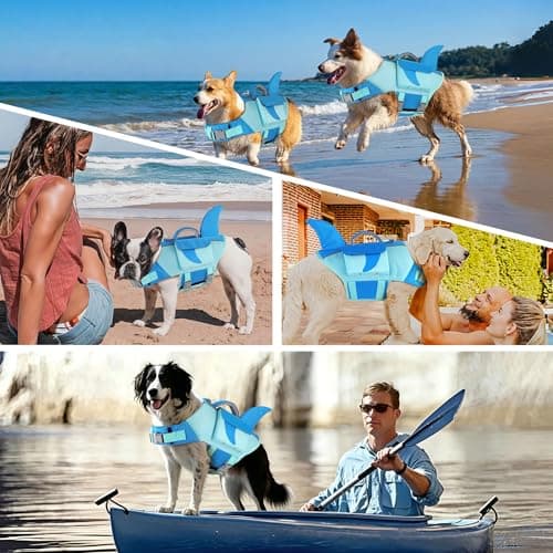 Dogcheer Shark Dog Life Jacket, High Buoyancy Dog Life Vest with Removable Foam Panels, Rescue Handle & Reflective Stripes, Dog Swimming Vest for Swim-Loving, Beginner, Senior & Weak Dogs, Blue XL - Thumbnail 2