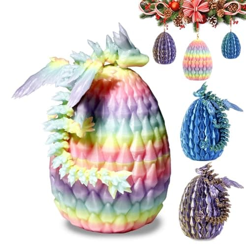 3PCS 3D Printed Dragon Egg with Crystal Dragon - Articulated Fidget Toys for Home Office Decor Suprprise eggs, Easter Basket Stuffer, stocking stuffers - Gifts for Gamers, D&D Fans (Style-1) - Image 1