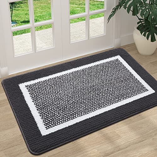 Colorxy Indoor Door Mat, Non-Slip Absorbent Resist Dirt Entrance Mat, Sturdy Low-Profile Inside Floor Mats, Washable Front Entry Doormats for Entryway, 30''x17'', Dark Grey - Image 1