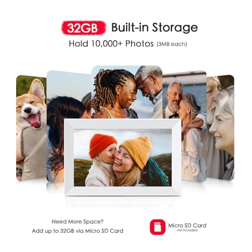 Digital Picture Frame, 10.1 inch Frameo Digital Frame WiFi, 1280 * 800 IPS HD Touchscreen, 32GB Storage, Instant Share Pictures Video, Smart Photo Frame Electronic, Gifts for Mom, House Warming - Thumbnail 5