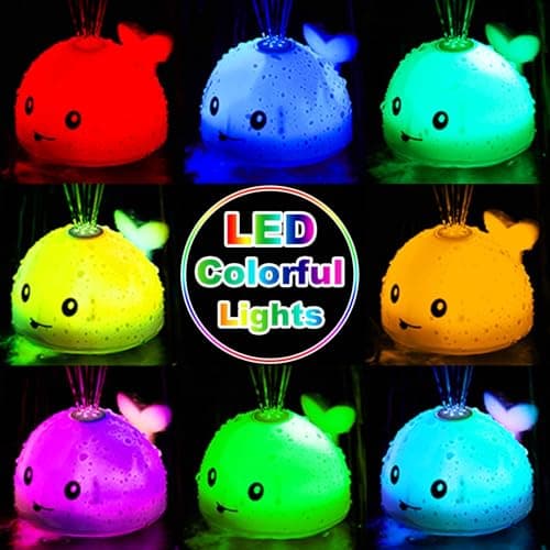 Baby Bath Toys 6-12-18 Months - Christmas Stocking Stuffers For Kids Ages 1-3 1 2 3 Year Boy Girl Gifts, Infant Baby Gifts Light Up Whale Bath Toy Sprinkler, Bathtub Water Pool Toy For Toddlers - Thumbnail 5