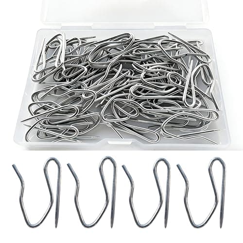 Curtain Hooks for Drapes, 1.22 inches Rustproof Metal Drapery Pin and Hook for Pinch Pleat Curtain, S-Shaped Pin-On Hook for Door, Shower, Window, RV Curtains(59 PCS, Silver White)