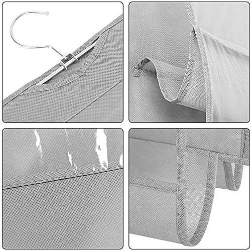 AYWVRBST Handbag Purse Organizer, 2Pcs 6 Pockets, Dust Proof Purse Organizer Closet, Wardrobe Closet Organizer, Washable Handbag Organizer for Handbags Purse (Black+Gray) - Thumbnail 5