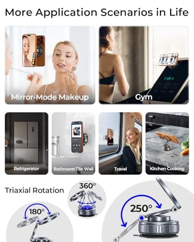 Magnetic Phone Holder for Car 2026 Heavy Duty Model [All Metal] 360° Adjustable Vacuum Suction Car Magsafe Phone Mount Cell Phone Holders for Your Car for iPhone 17 16 Pro Max 15 14 13 12 Plus - Thumbnail 6