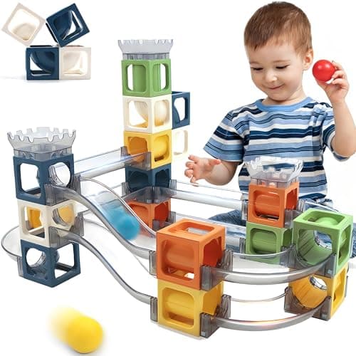 keefun Magnetic Marble Run Building Blocks, 41pcs Marble Runs for Kids 4-8 3-5, STEM Building Toys for Boys 4-6 Toddler Maze Kit Race Track Ball Set Birthday Gift for Age 3 4 5 6 7 8 Construction Game - Image 1