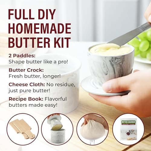 Dazey Butter Churner - Butter Crock, Cheese Cloth, Paddles, Recipe Book INCLUDED- Hand Crank Churn Manual Butter Maker- Create Delicious Homemade Butter With Your Own Dazey Churner - Thumbnail 2