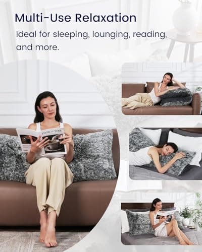 ZonLi Fluffy Body Pillow, Full Body Pillows for Adults, Long Pillow for Sleeping with Removable Cover and Adjustable Filling for Side Sleeper & Pregnancy，Large and Firm Pillow, Machine Washable(Grey) - Thumbnail 4