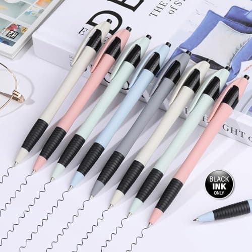 Pens Bulk, 60 Pack Morandi Ballpoint Pens Black Ink 1.0mm, No Bleed No Skip Smooth Writing, Gripped Slimster Series Click Pens with Soft Grip for Teachers, Students, Servers, School & Office Gifting - Thumbnail 2