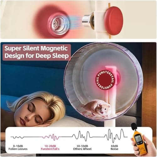 FunstersTail Super Silent Hamster Wheel 8.7 Inch, Magnetic Large Rat Wheel for Chinchilla, Gerbil, Guinea Pig, Cat, Mouse, Sugar Glider and Dwarf, Syrian Hamster Accessories (Tomato Red) - Thumbnail 3