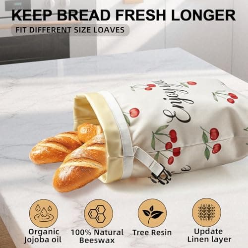 ChefLee Beeswax Bread Bags for Sourdough Homemade Bread (13x17in, 2 Pack) - Sourdough Bread Bags Reusable, Sourdough Bags with Beeswax Lining Keep Fresh Longer, Freezer Safe, Gifts for Baking Loaf - Thumbnail 3
