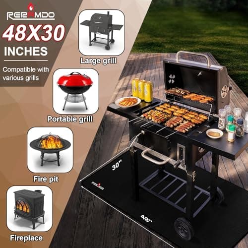 RERAMDO 48 X 30 Inch Under Grill Mats for Outdoor Grill, Double-Sided Fireproof/Waterproof/Oil-Proof Grill Pad, BBQ Matt for Under Grill, Indoor Fireplace/Fire Pit Mat, Deck and Patio Protector Mat - Thumbnail 5