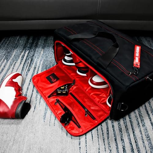 Sneaker Bag for Travel/Sneakerhead gift/Outdoor Sports Bag/Gym Bag /, A Multi-functional Travel Duffel Bag with 3 Adjustable Dividers, & Shoulder Strap,Made of Nylon, by Krone Kalpasmos-Black - Thumbnail 2