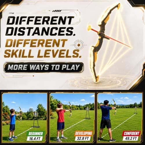 2 Pack Bow and Arrow for Kids, LED Light Up Archery Set with 20 Suction Cup Arrows&2 Quivers Indoor Outdoor Games for Kids Ages 4-8 8-12 Birthday Gifts Toys for 5 6 7 8 9 10 11 12 Year Old Boys Girls - Thumbnail 4