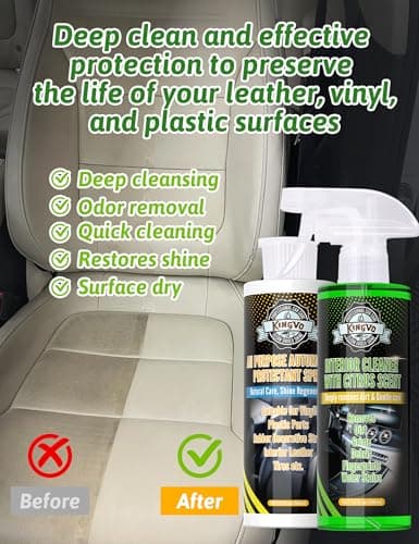 Kingvo Car Leather Cleaner and Conditioner, Interior Car Cleaner,Upholstery Care Protector Spray Kit for Boat Seat Auto Vinyl Leather Purse Couch - Thumbnail 6
