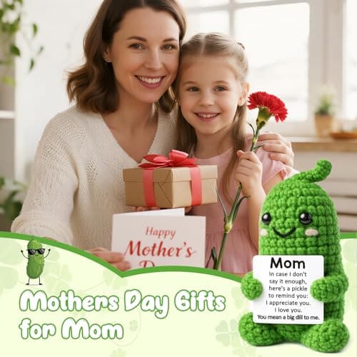 Jettryran Mothers Day Birthday Gifts for Mom from Daughter Son Handmade Positive Crochet Pickle “Big Dill”Gift for Mother in Law Stepmom Bonus First for New Mom I Love You Mama Small Decor - Thumbnail 6