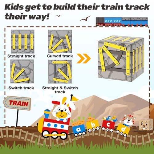 Coodoo Magnetic Blocks - Build Mine Magnet World Mine Train Track Set, Magnetic Building Blocks Toddler Toys STEM Sensory Outdoor Toys for 3+ Year Old Boys & Girls, Kids Toy for Ages 4-6 6-8 5-7 - Thumbnail 2