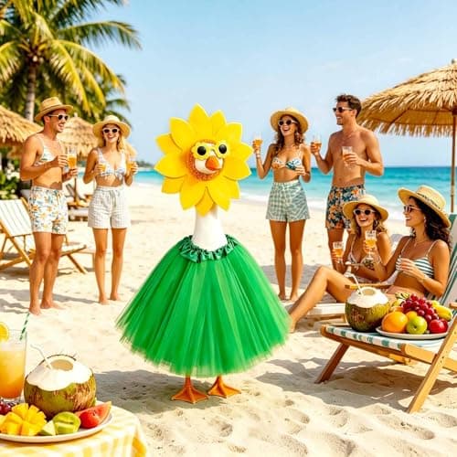 yuboo Summer Porch Goose Outfit, Sunflower Costume Goose Outfit Clothes Headpiece, Glasses, Tutu Skirt for 23in Lawn Garden Yard Porch Goose Outdoor Statues Decor - Thumbnail 5