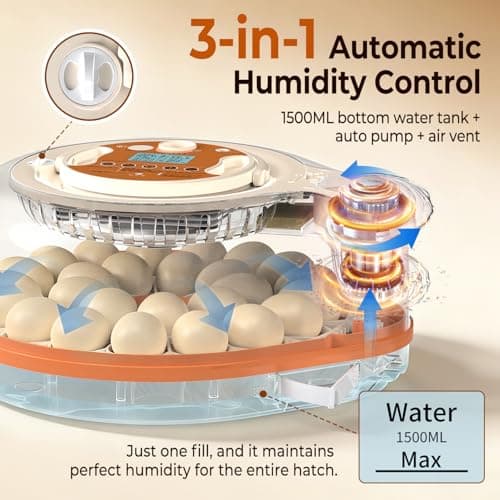 Incubators for Hatching Eggs, Smart Voice Control, 26 Eggs Incubator with Automatic Egg Turning and Humidity Control, LED Egg Candler, Incubation Days Display, for Chicken, Duck, Goose, Bird Eggs - Thumbnail 3