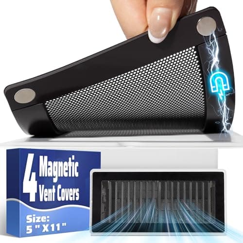 Magnetic Vent Mesh- 4 Pack, 5 x 11 inch Strong Magnetic Vent Screen for Home Floor, Ceiling and Wall Registers, Ventilate While Prevent Objects from Entering, Durable and Solid - Black - Image 1